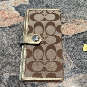 Coach Signature Brown and Gold Wallet